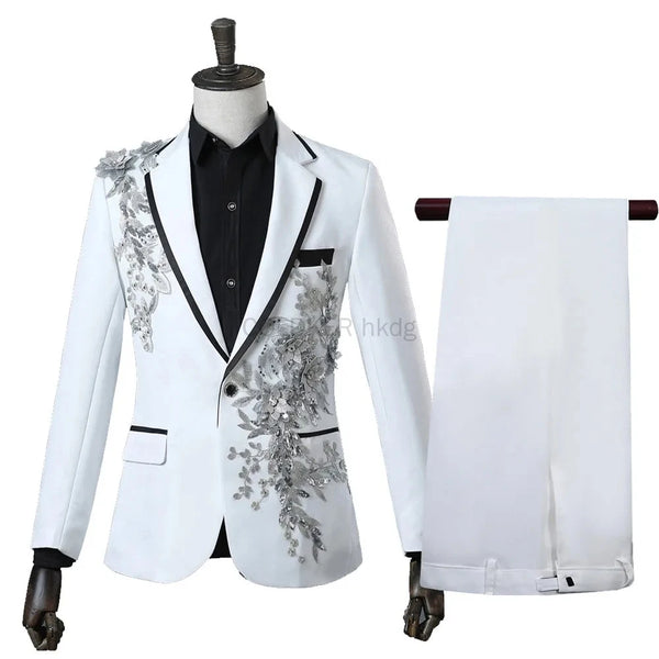 Elegant Men's Slim Fit Tuxedo Suit Set with Bow Tie for Weddings and Proms